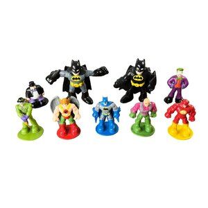 Lot 9 Small DC Comics Figures Batman Hawkman Flash Lex Luthor Joker Penguin